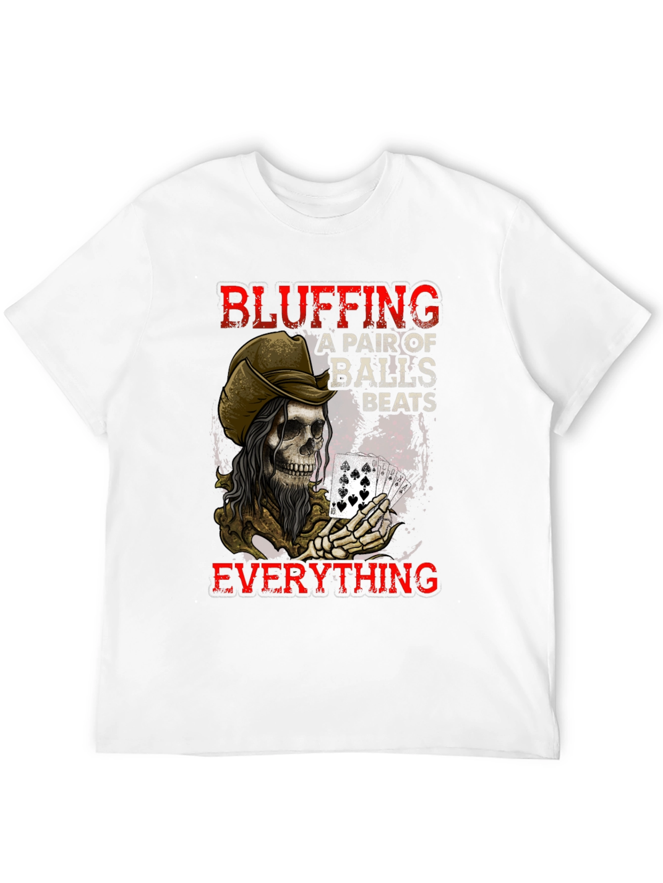 Bluffing Poker Skeleton Graphic T-Shirt