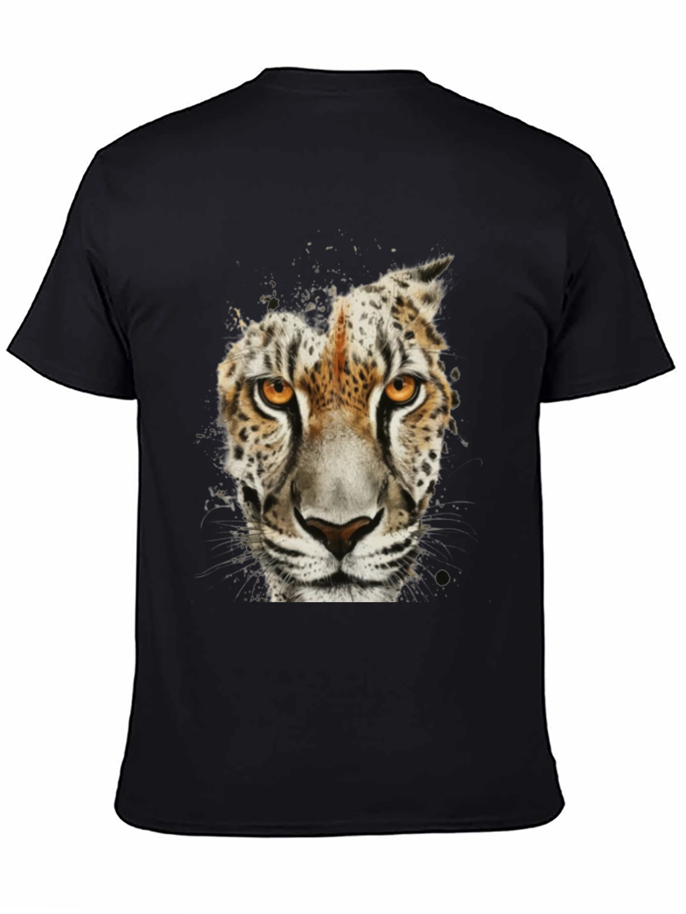 Leopard Face Graphic Black T-Shirt