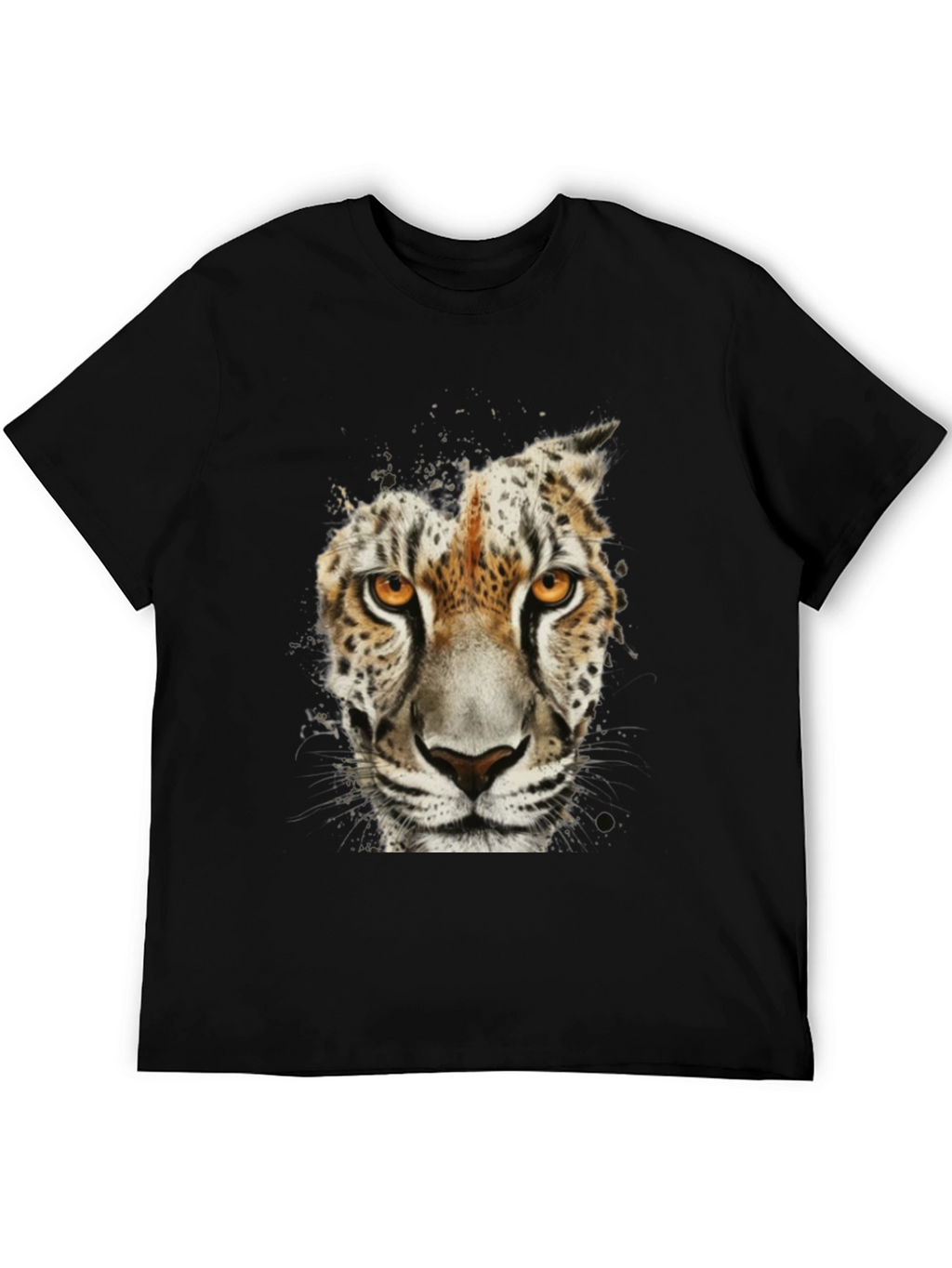 Leopard Face Graphic Black T-Shirt