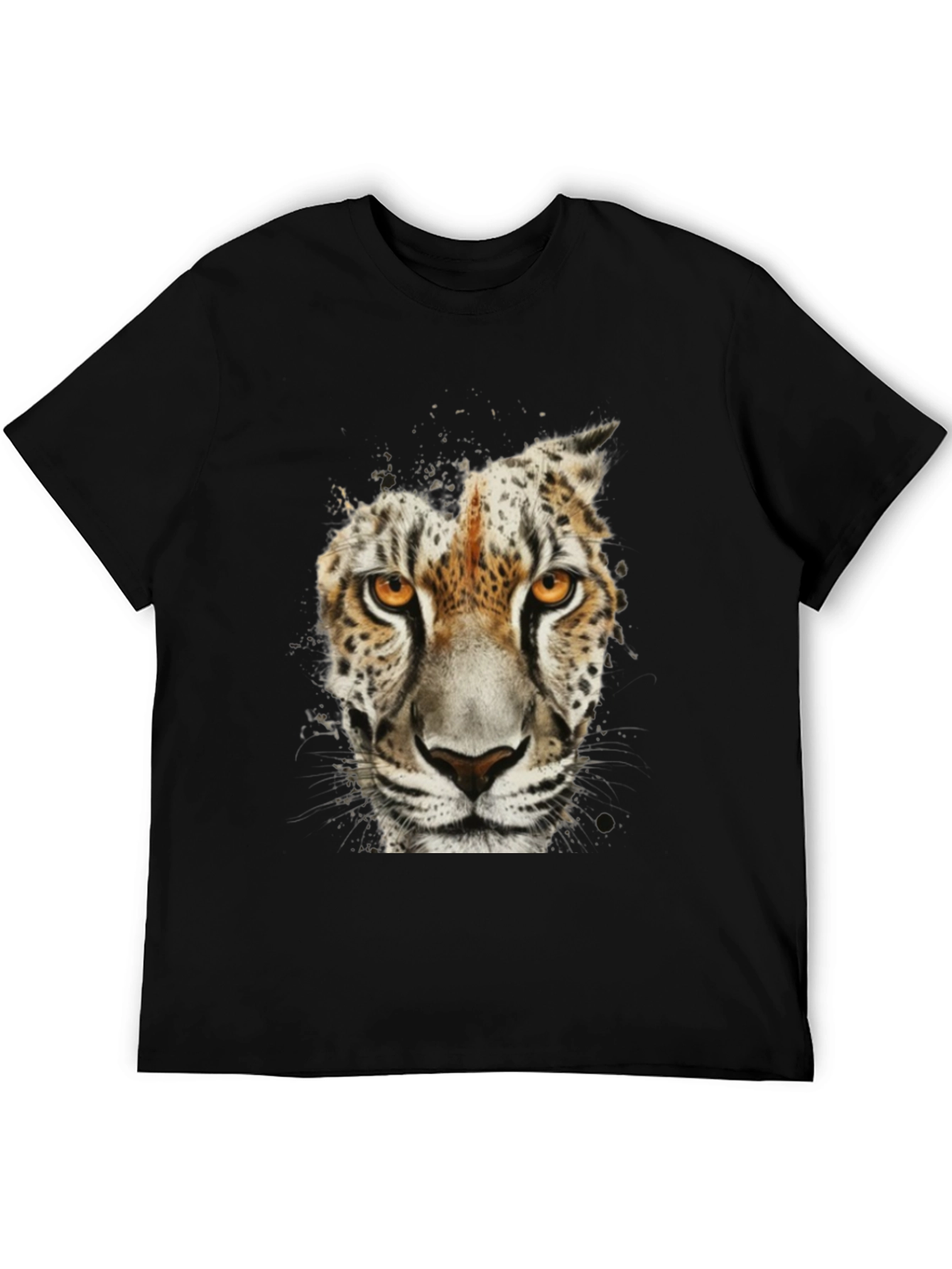 Leopard Face Graphic Black T-Shirt