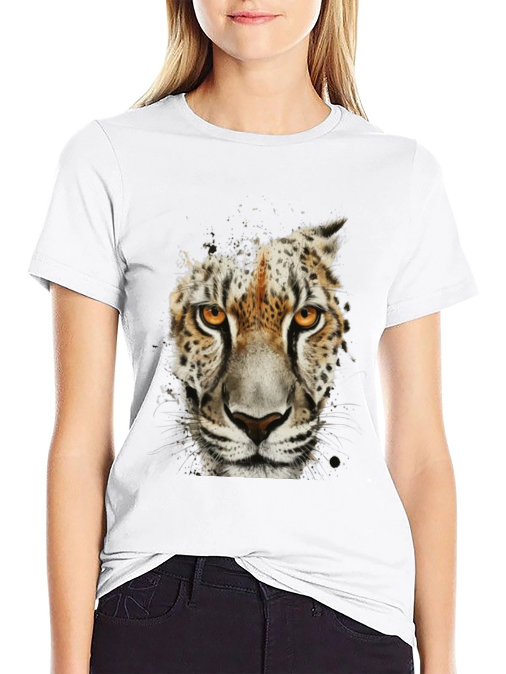 Leopard Face Graphic Black T-Shirt