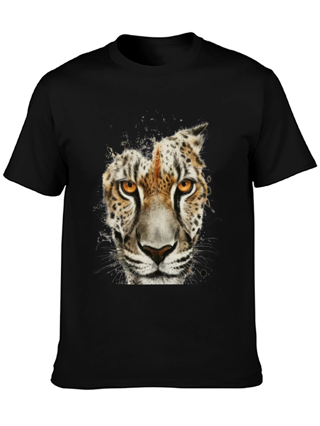 Leopard Face Graphic Black T-Shirt