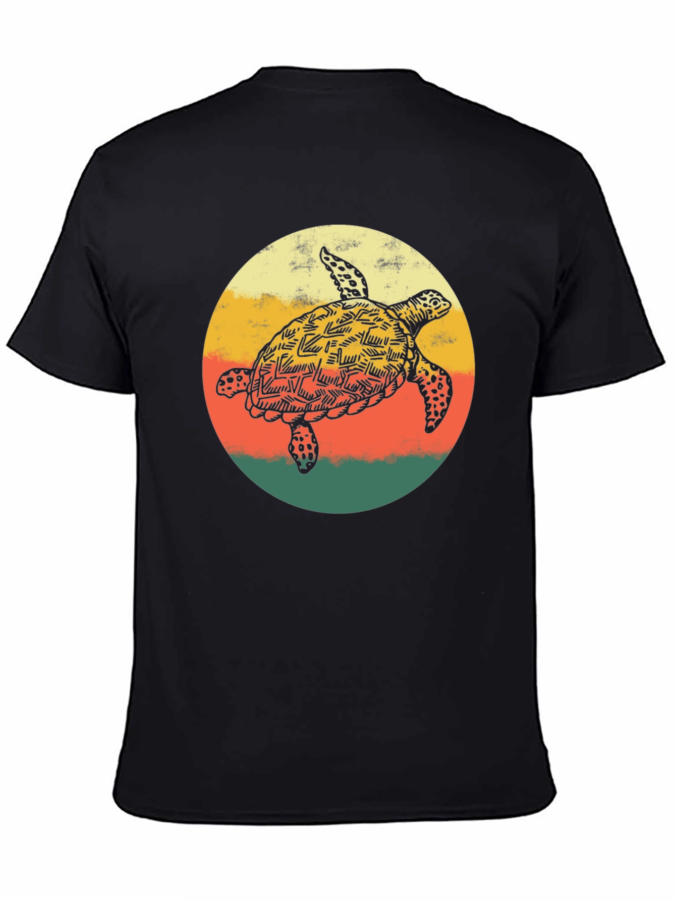 Retro Turtle Graphic Tee - Comfort Fit Black T-Shirt