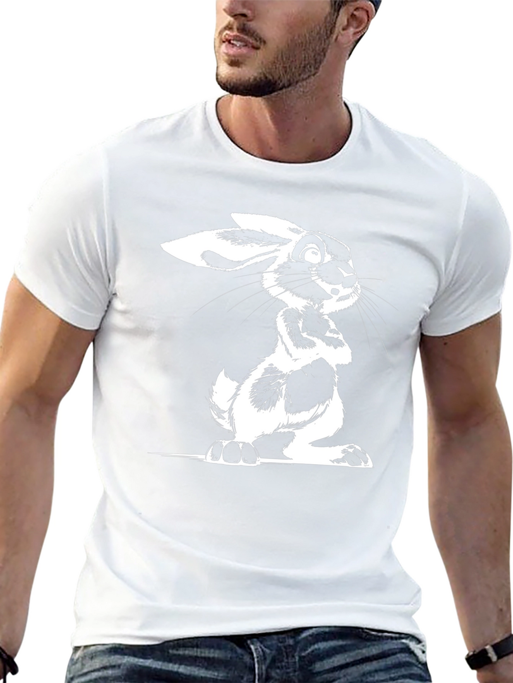 Cool Rabbit Graphic Tee - Black Unisex T-Shirt