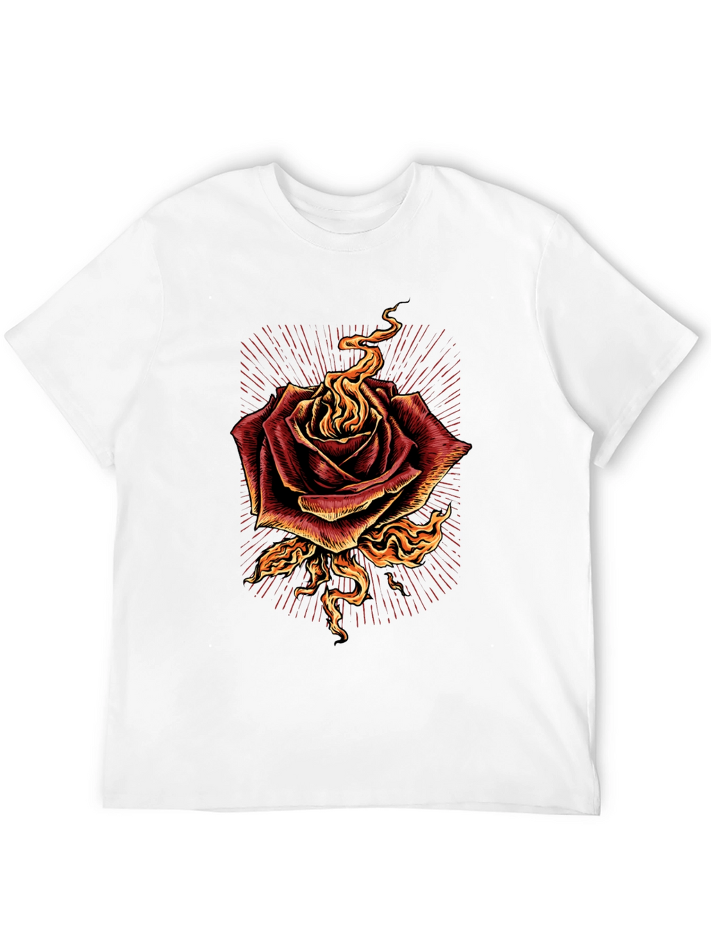 Burning Rose Graphic Tee - Bold Black T-Shirt