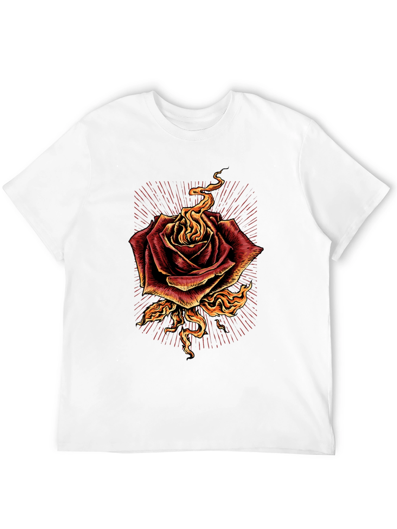 Burning Rose Graphic Tee - Bold Black T-Shirt