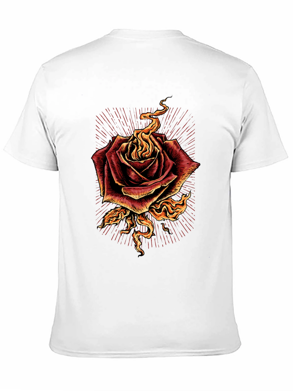 Burning Rose Graphic Tee - Bold Black T-Shirt