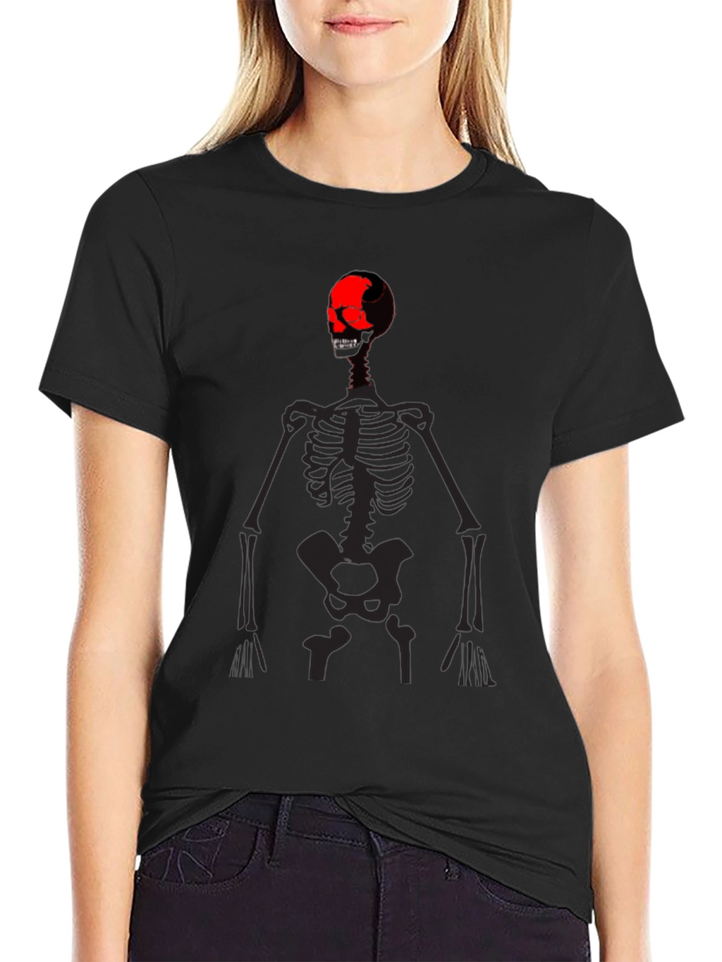 Skeleton Graphic Print Black T-Shirt