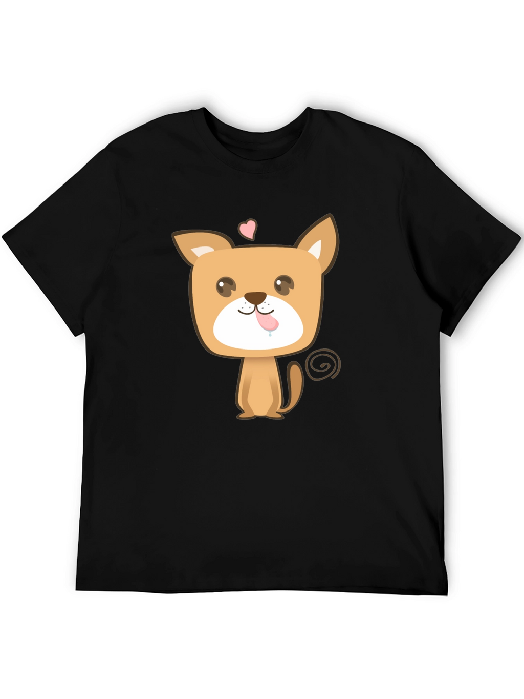 Cute Puppy Graphic Tee - Black Cotton Blend