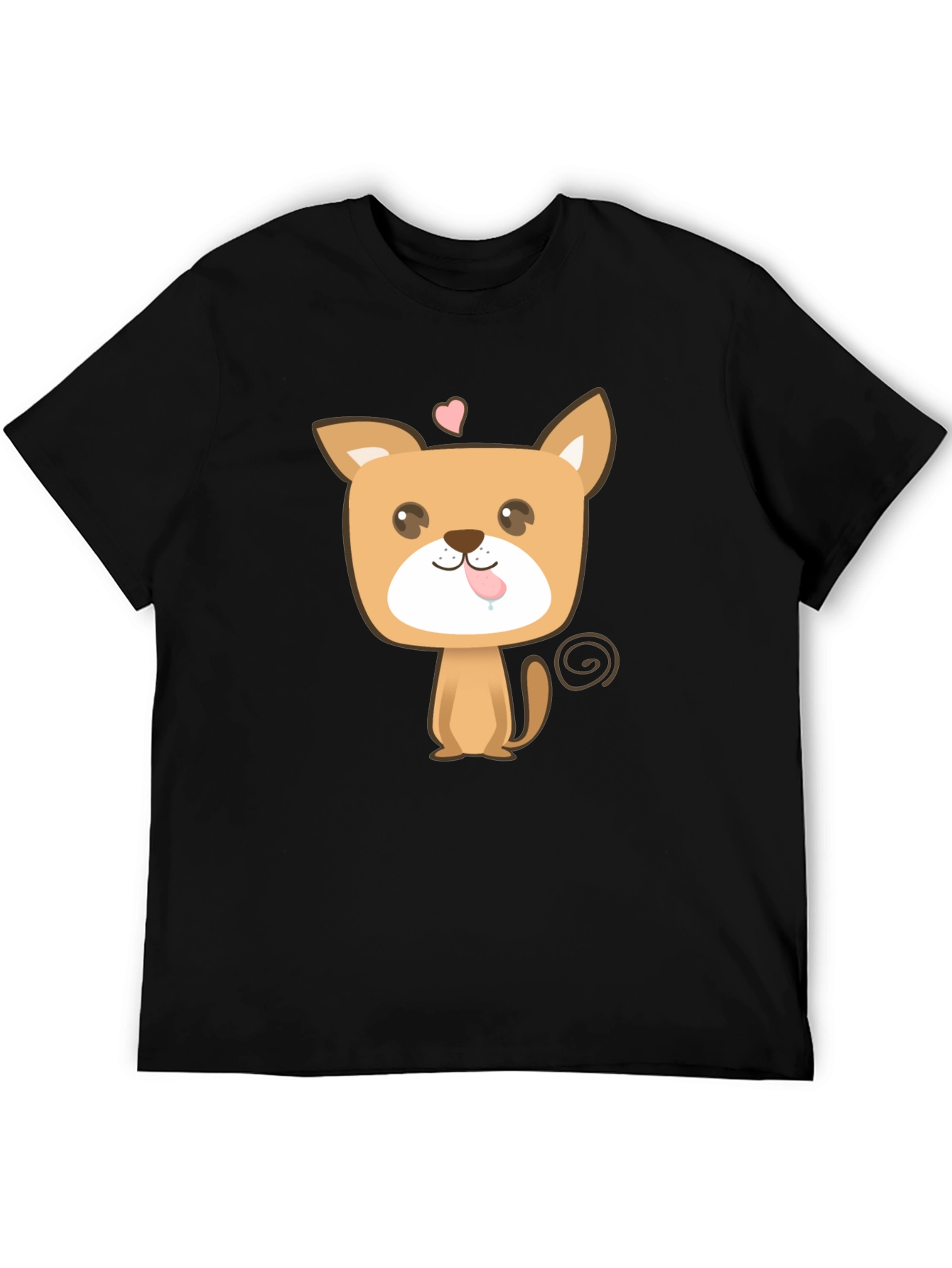 Cute Puppy Graphic Tee - Black Cotton Blend