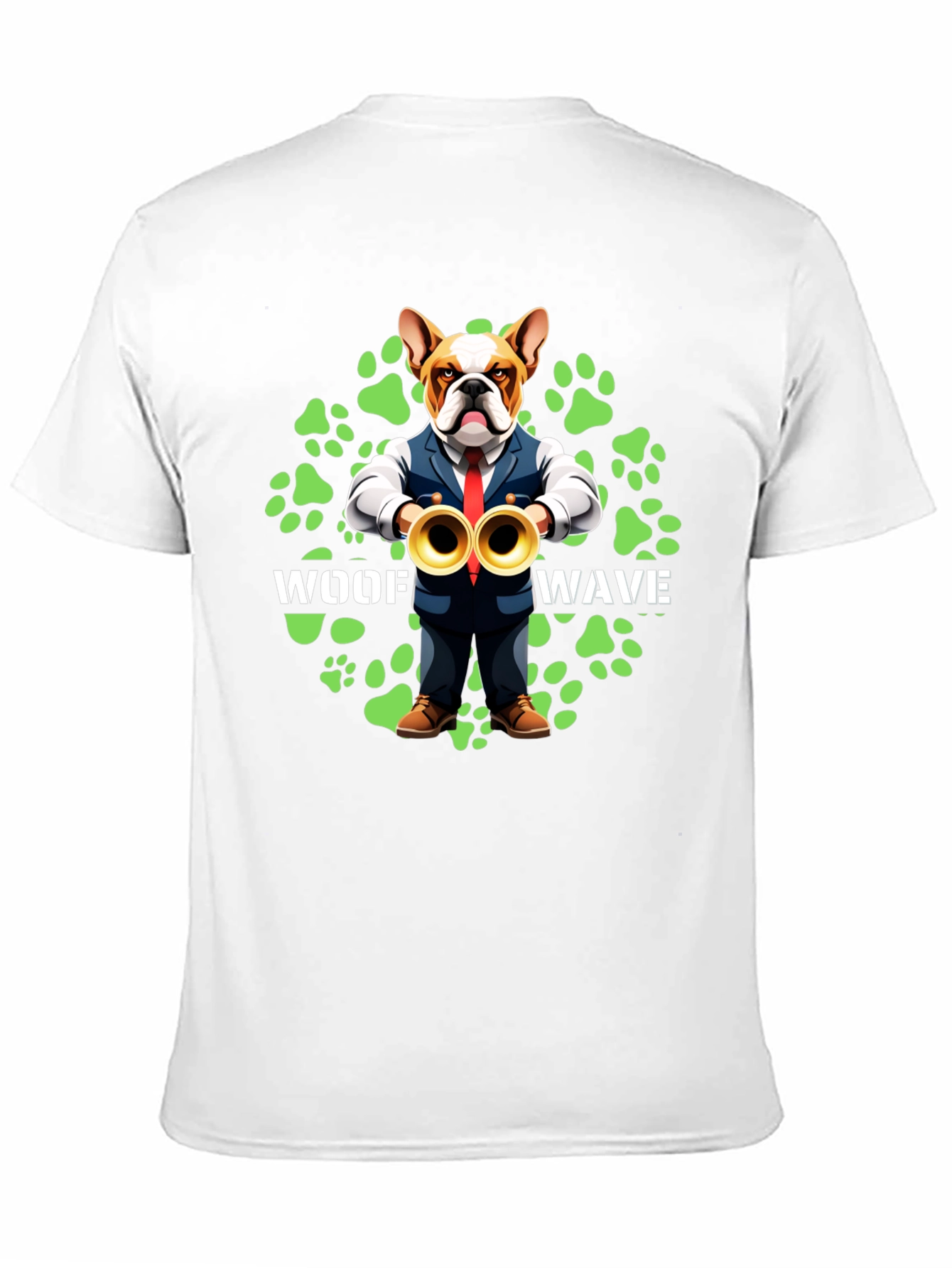 Woof Wave Bulldog Musician T-Shirt