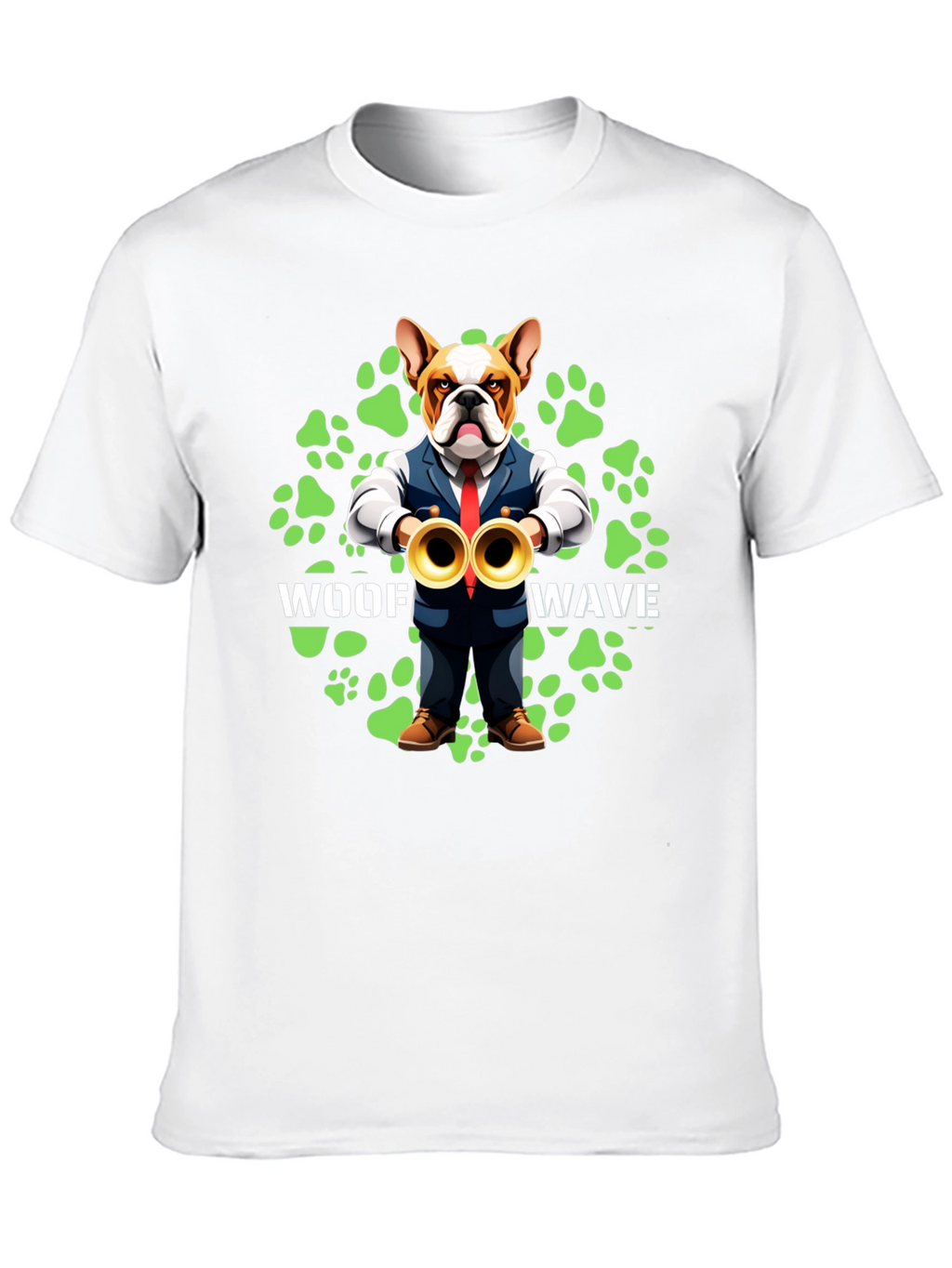 Woof Wave Bulldog Musician T-Shirt