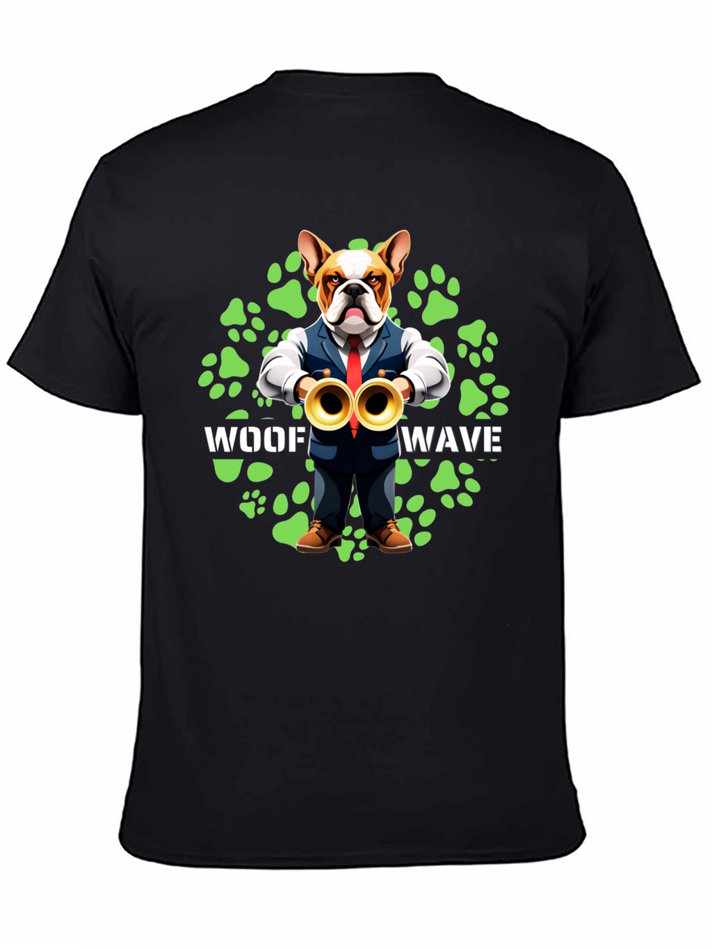 Woof Wave Bulldog Musician T-Shirt