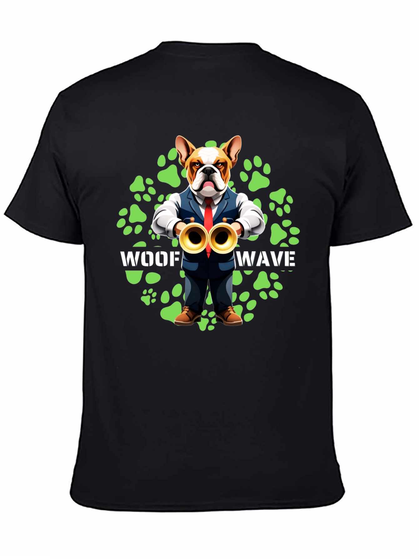 Woof Wave Bulldog Musician T-Shirt