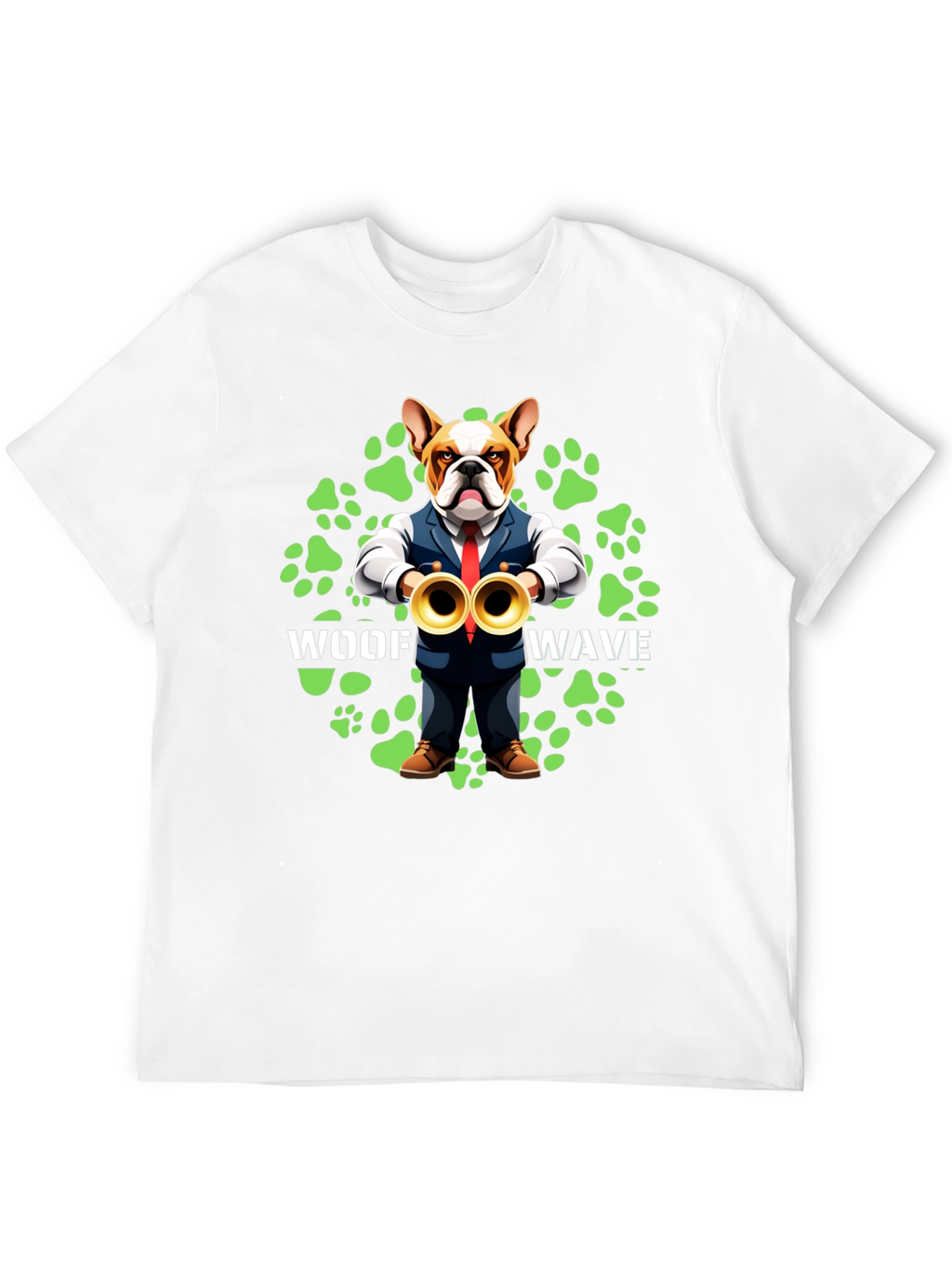 Woof Wave Bulldog Musician T-Shirt