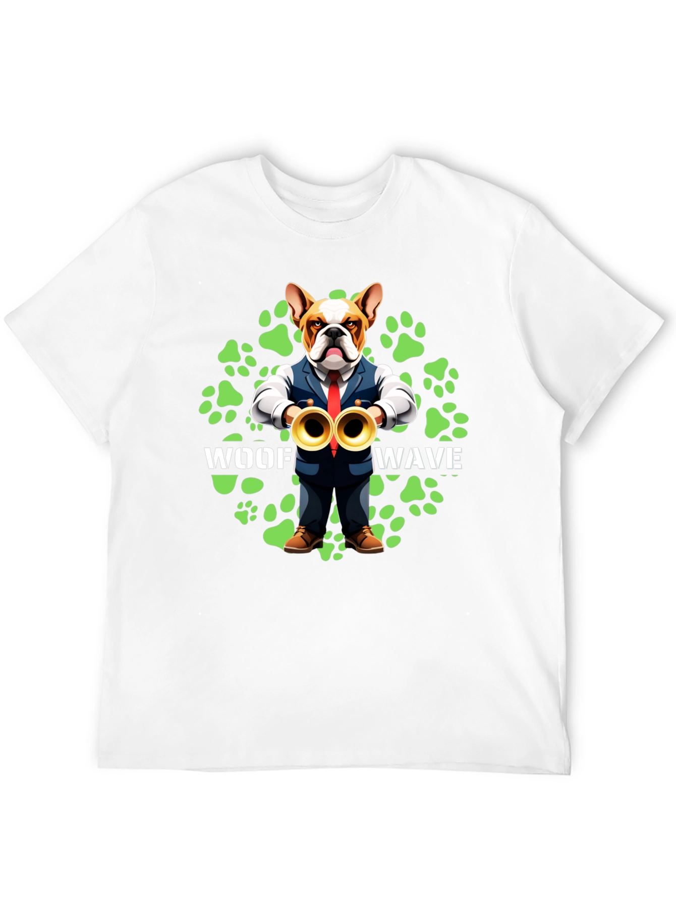 Woof Wave Bulldog Musician T-Shirt