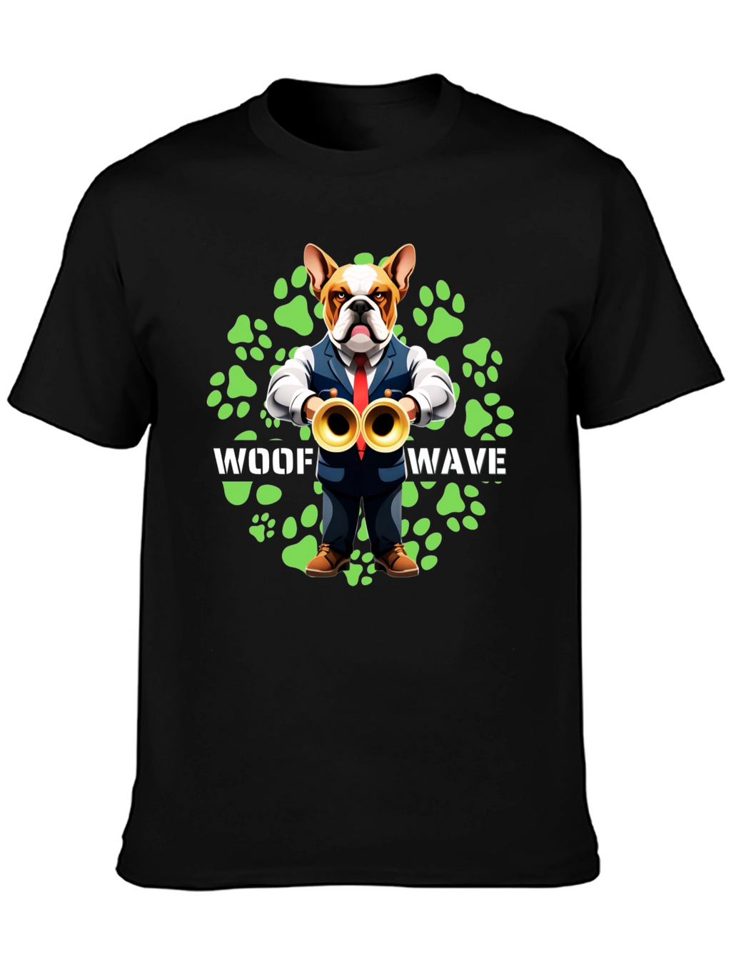 Woof Wave Bulldog Musician T-Shirt