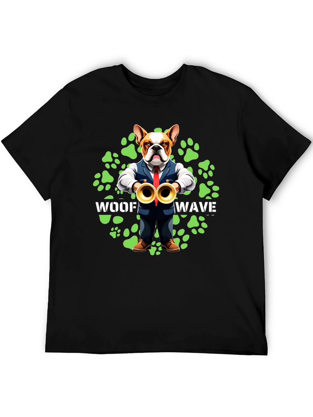 Woof Wave Bulldog Musician T-Shirt