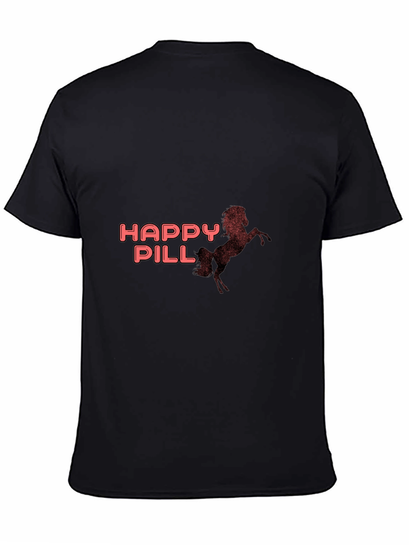 Happy Pill Horse Graphic Tee - Stylish Black T-Shirt