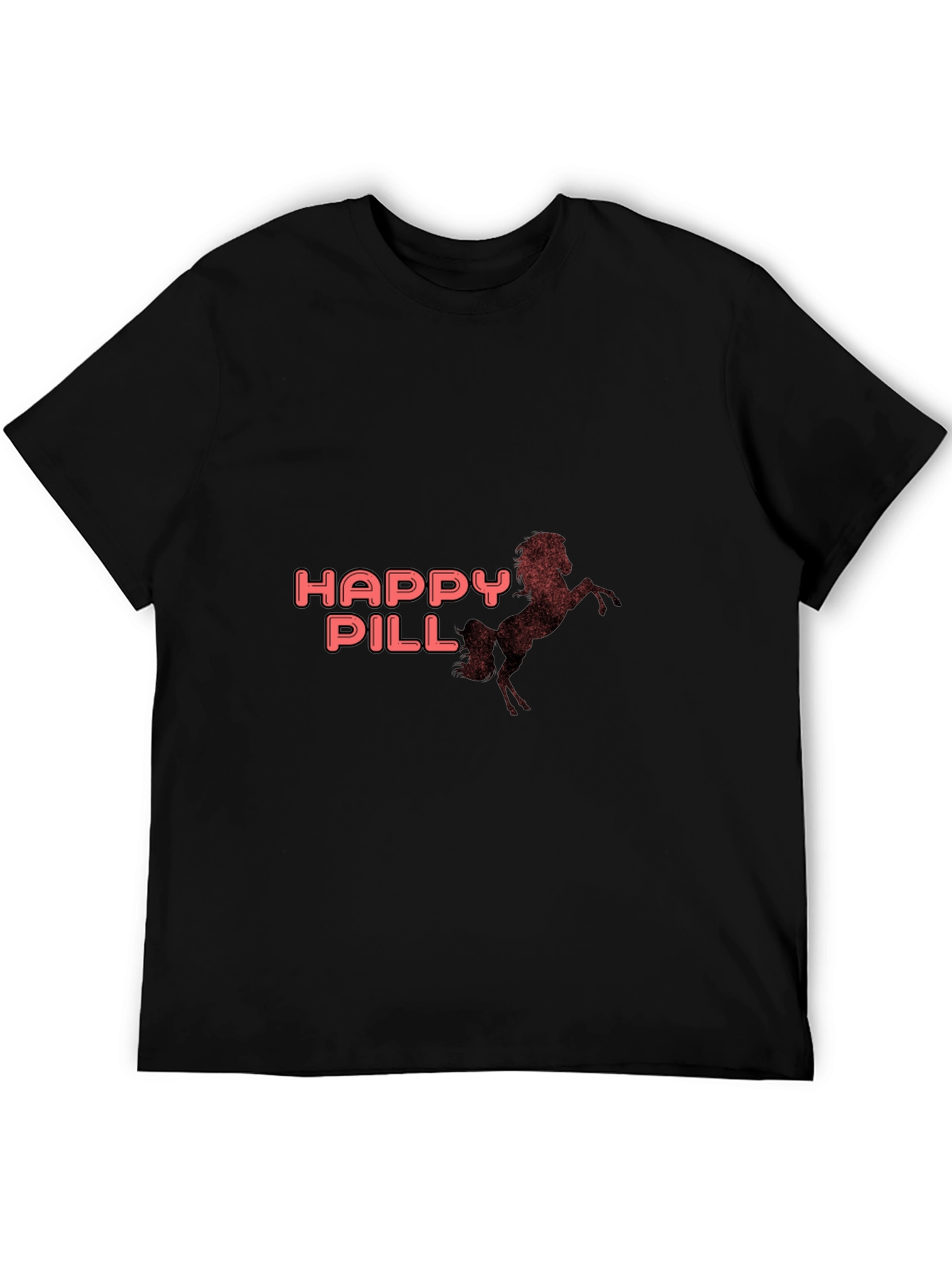 Happy Pill Horse Graphic Tee - Stylish Black T-Shirt