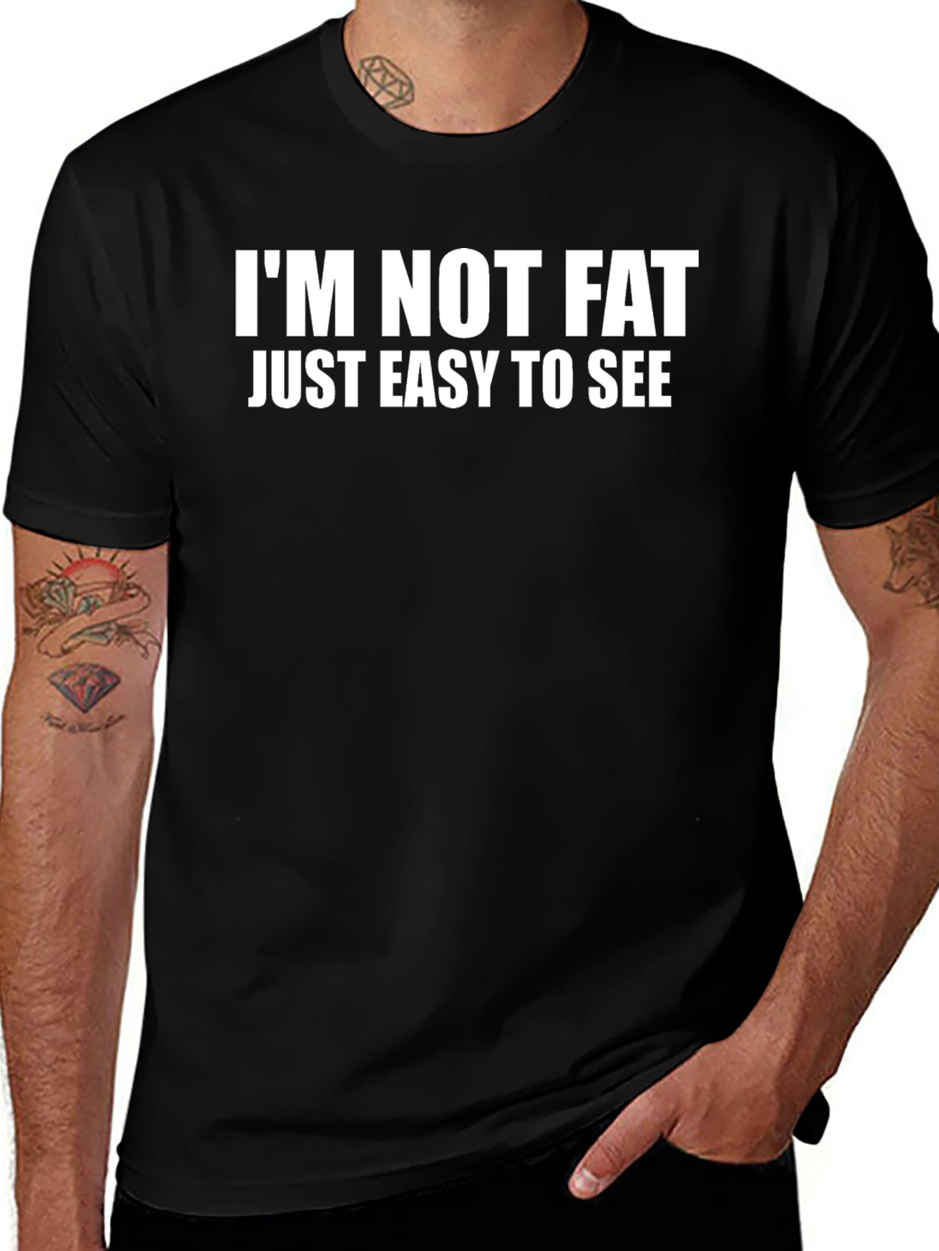 Funny Im Not Fat Graphic Tee - Black Cotton T-Shirt