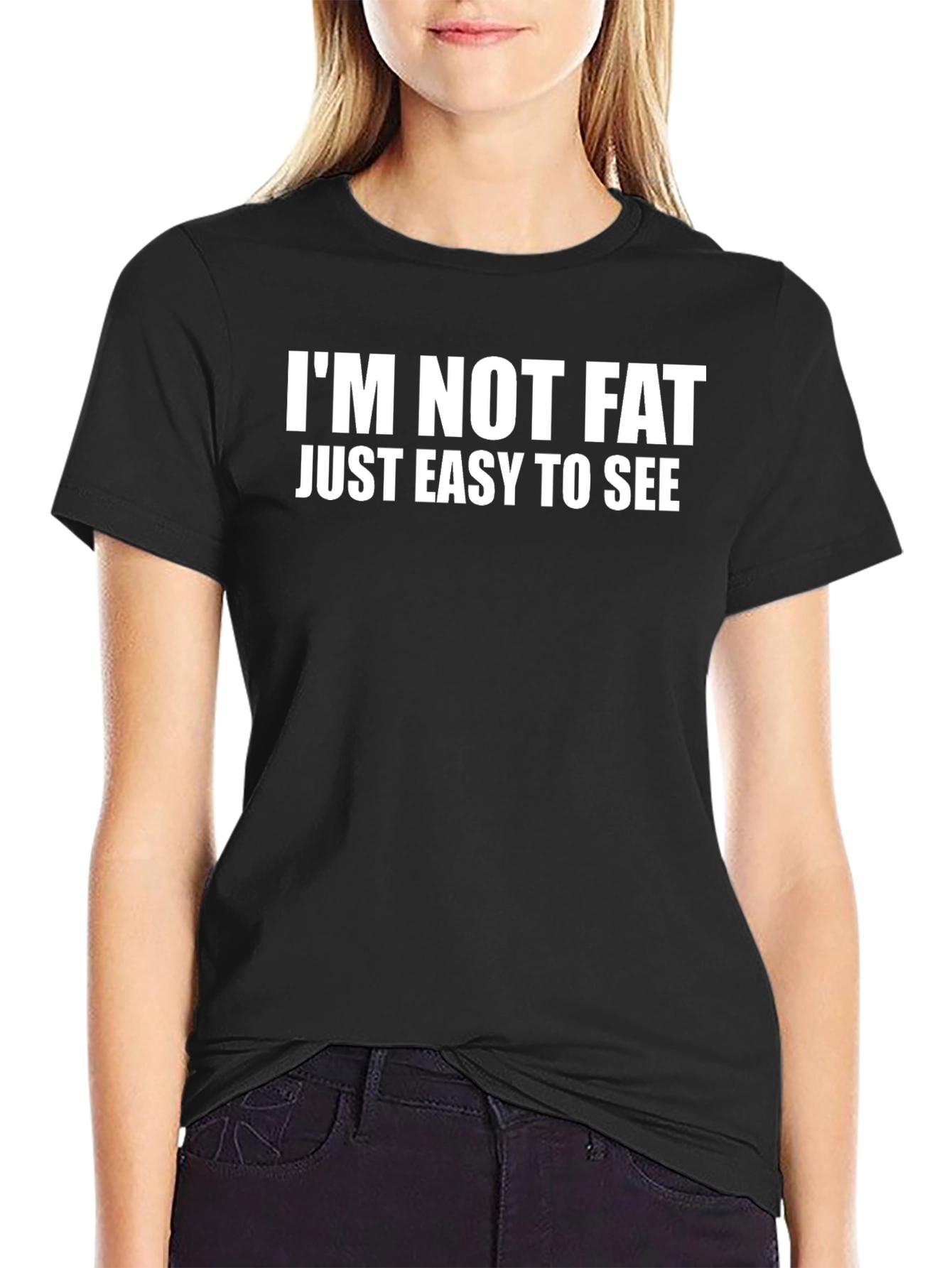 Funny Im Not Fat Graphic Tee - Black Cotton T-Shirt