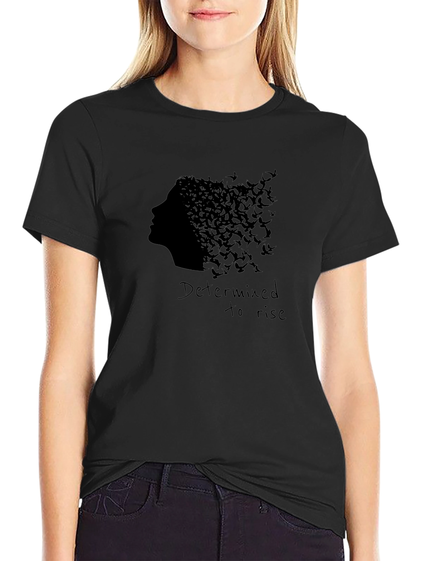 Determined To Rise Graphic Black T-Shirt