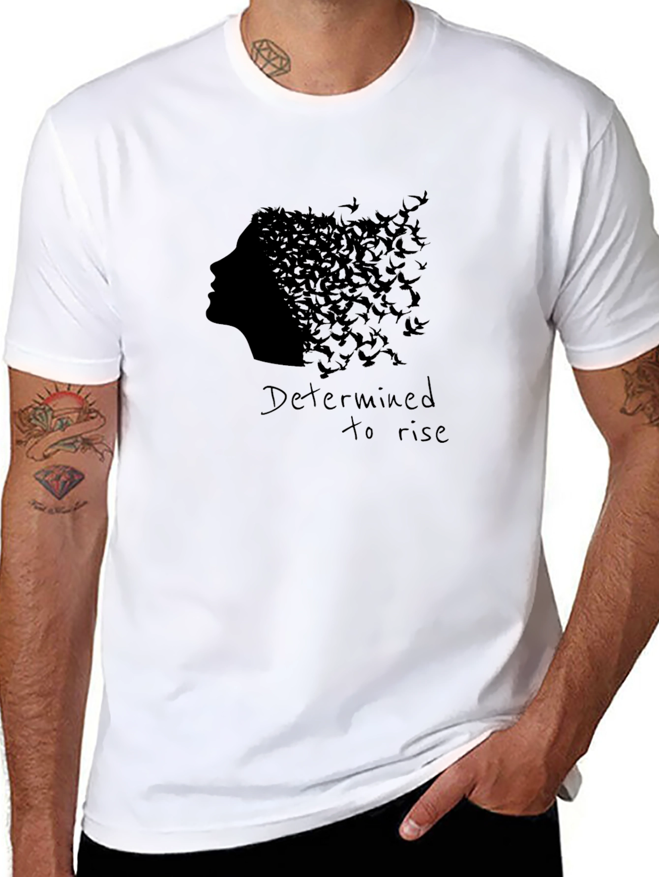 Determined To Rise Graphic Black T-Shirt
