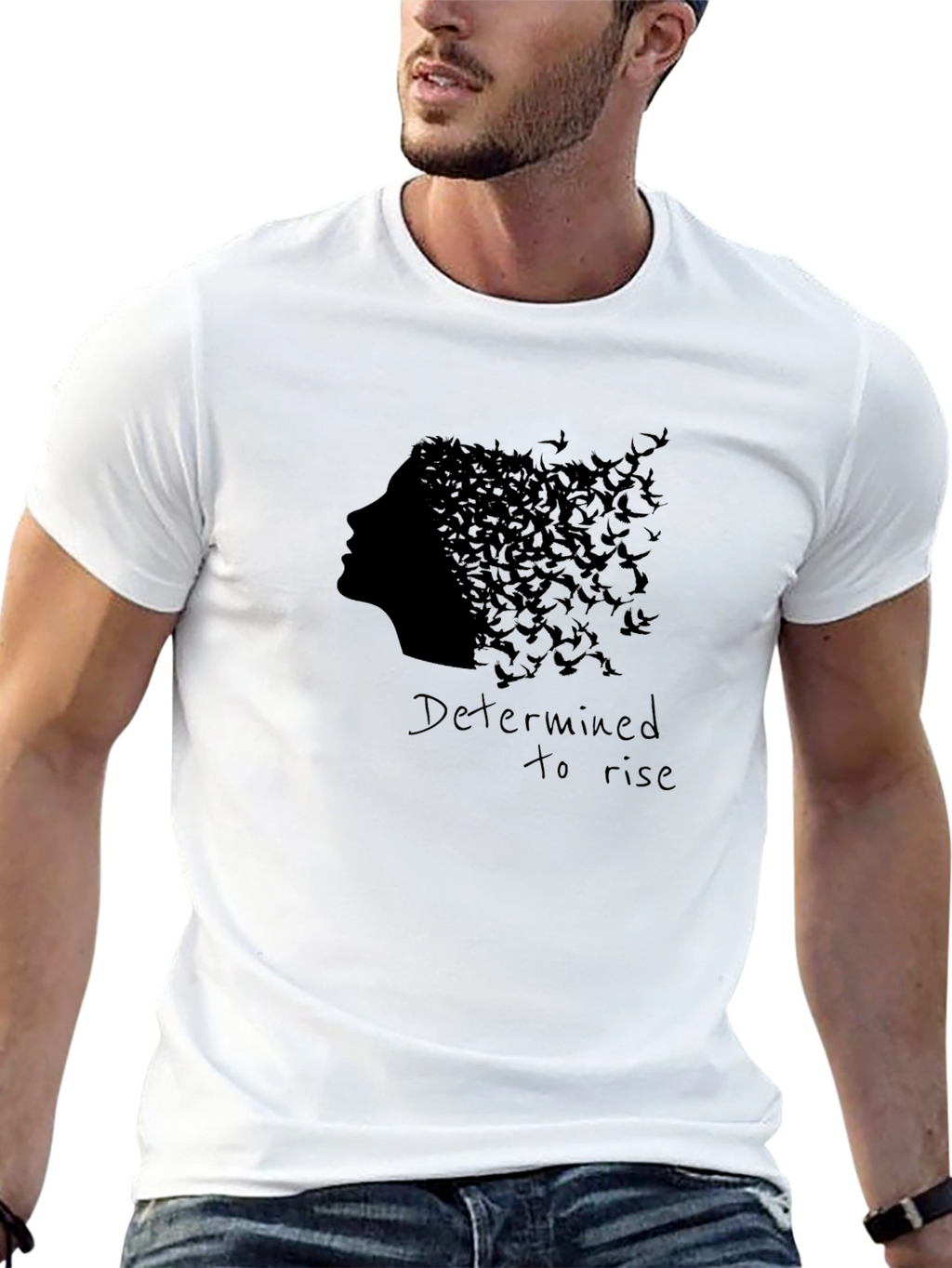 Determined To Rise Graphic Black T-Shirt