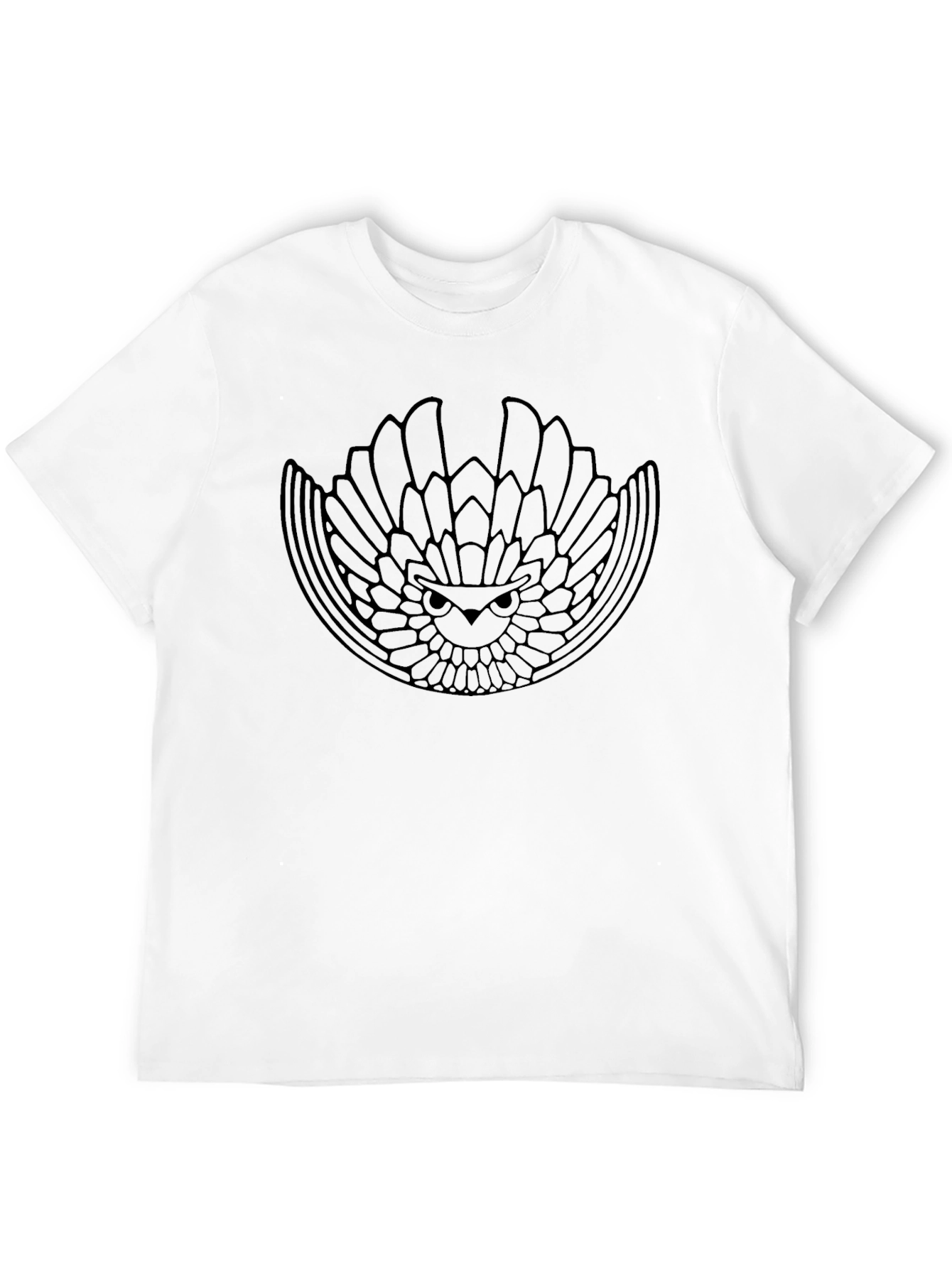 Abstract Owl Graphic Black T-Shirt