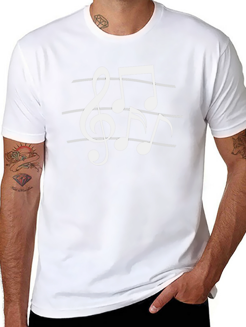 Musical Notes Graphic Black T-Shirt