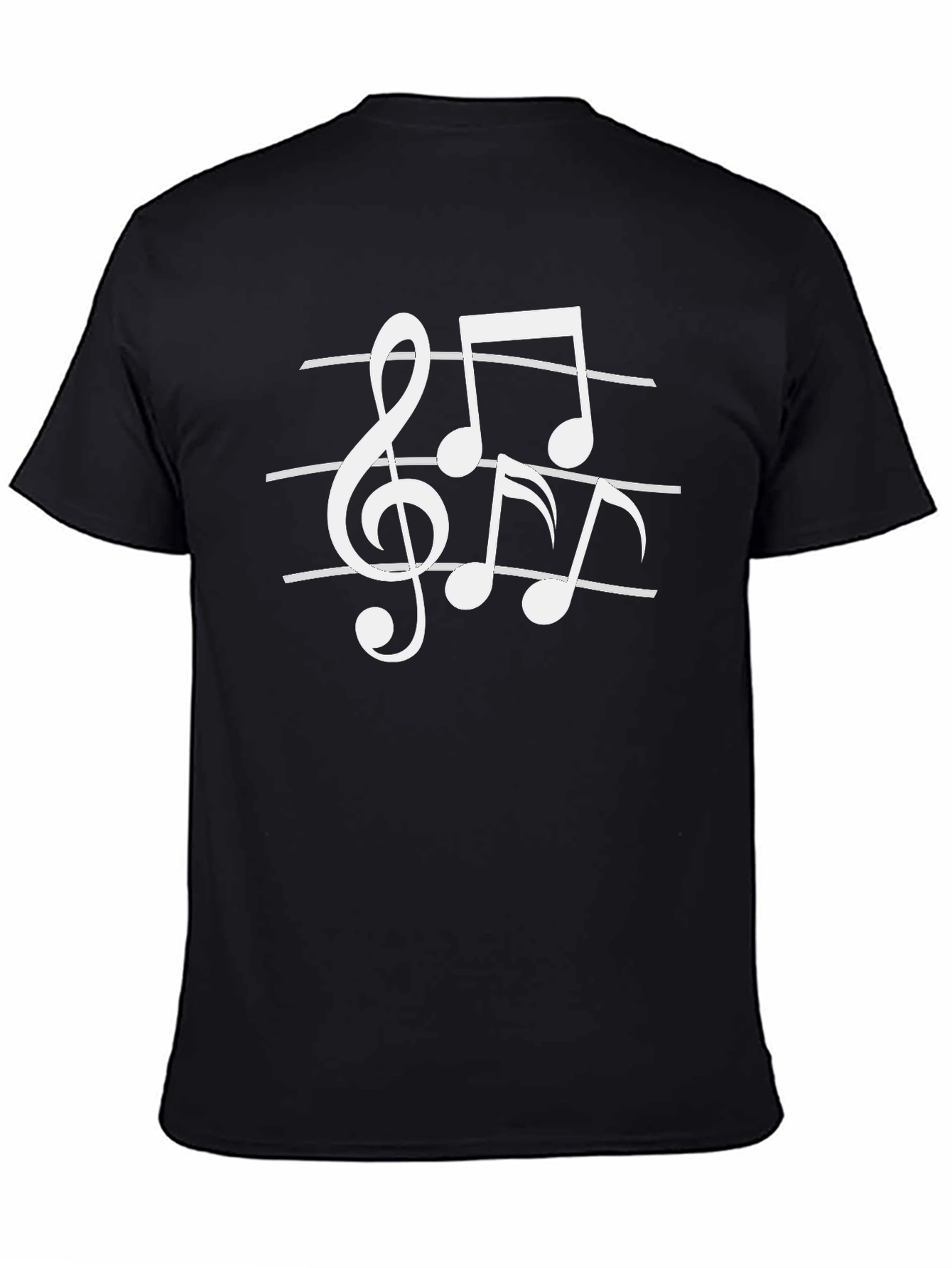 Musical Notes Graphic Black T-Shirt