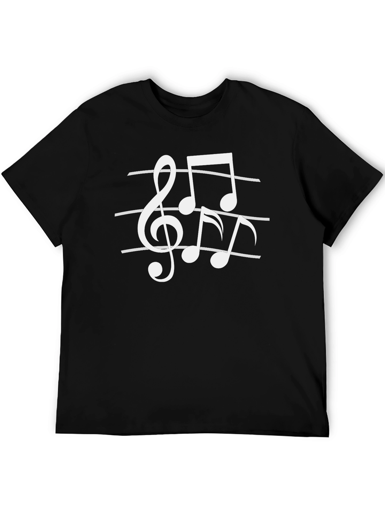 Musical Notes Graphic Black T-Shirt
