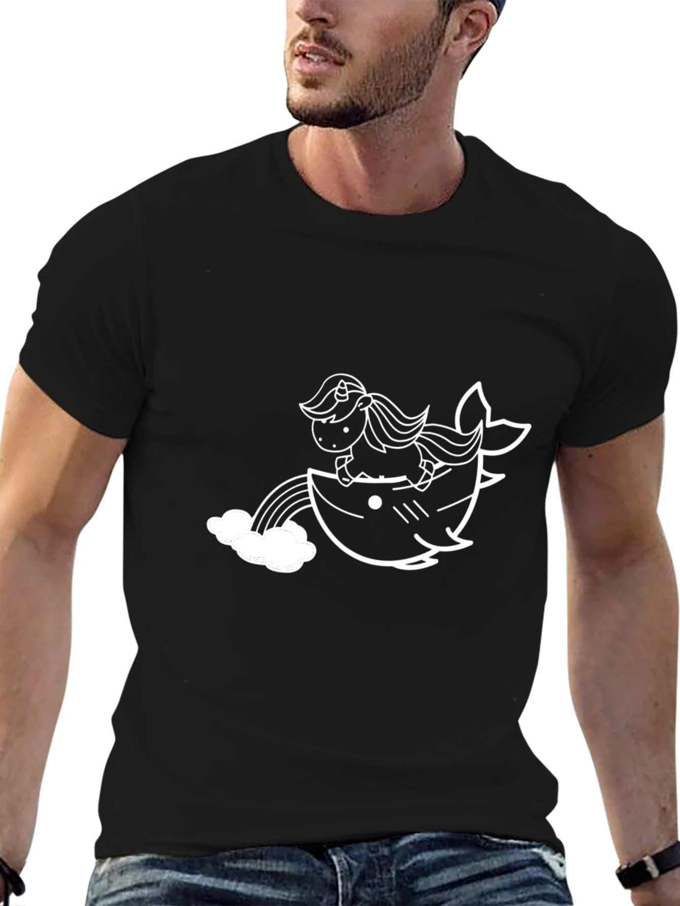 Unicorn Shark Rainbow Graphic Tee