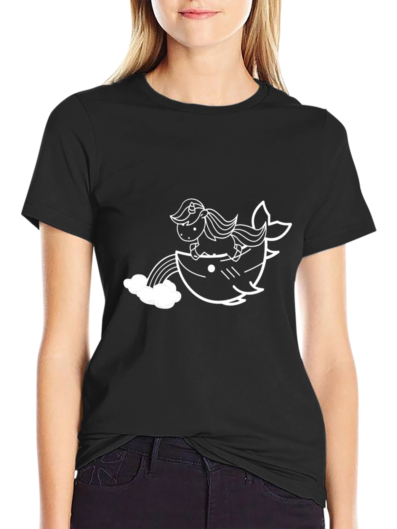 Unicorn Shark Rainbow Graphic Tee