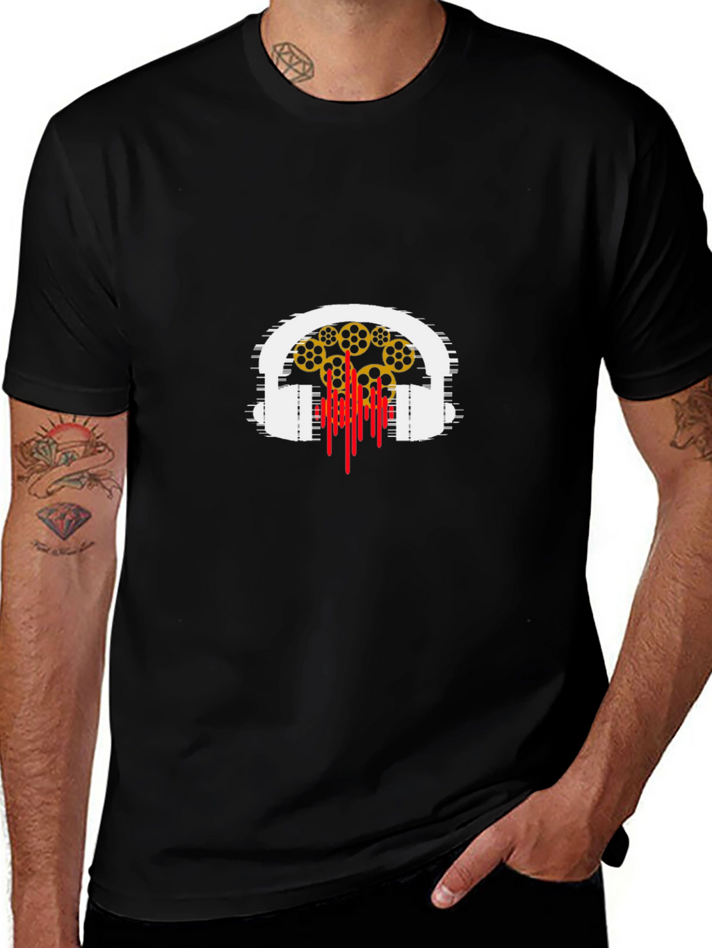 Headphones & Music Reel Graphic T-Shirt