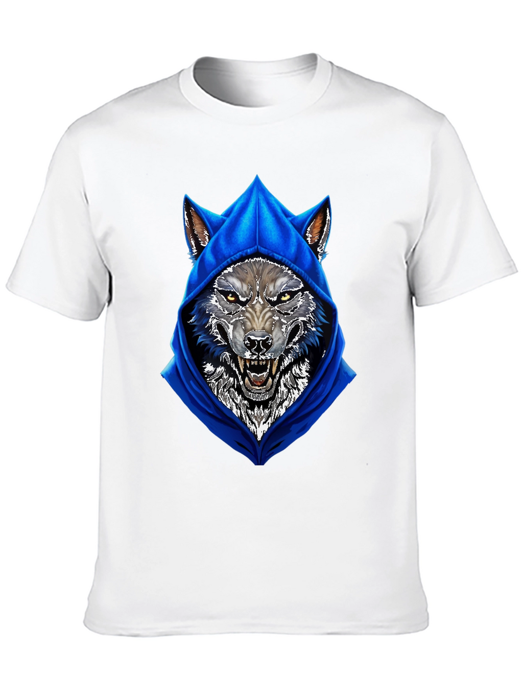 Wolf Hoodie Graphic Tee - Mens Black T-Shirt