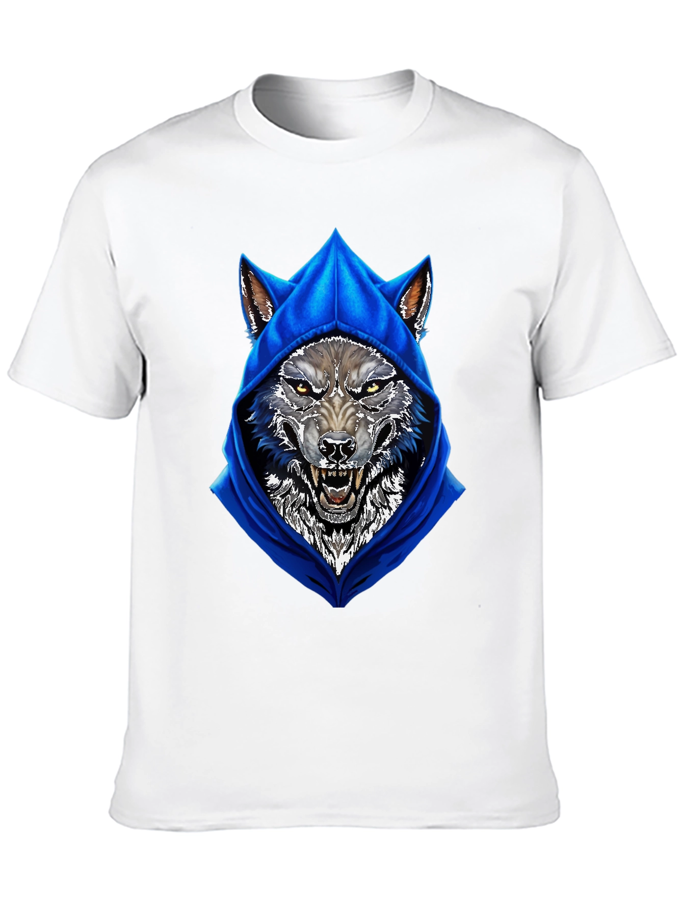 Wolf Hoodie Graphic Tee - Mens Black T-Shirt