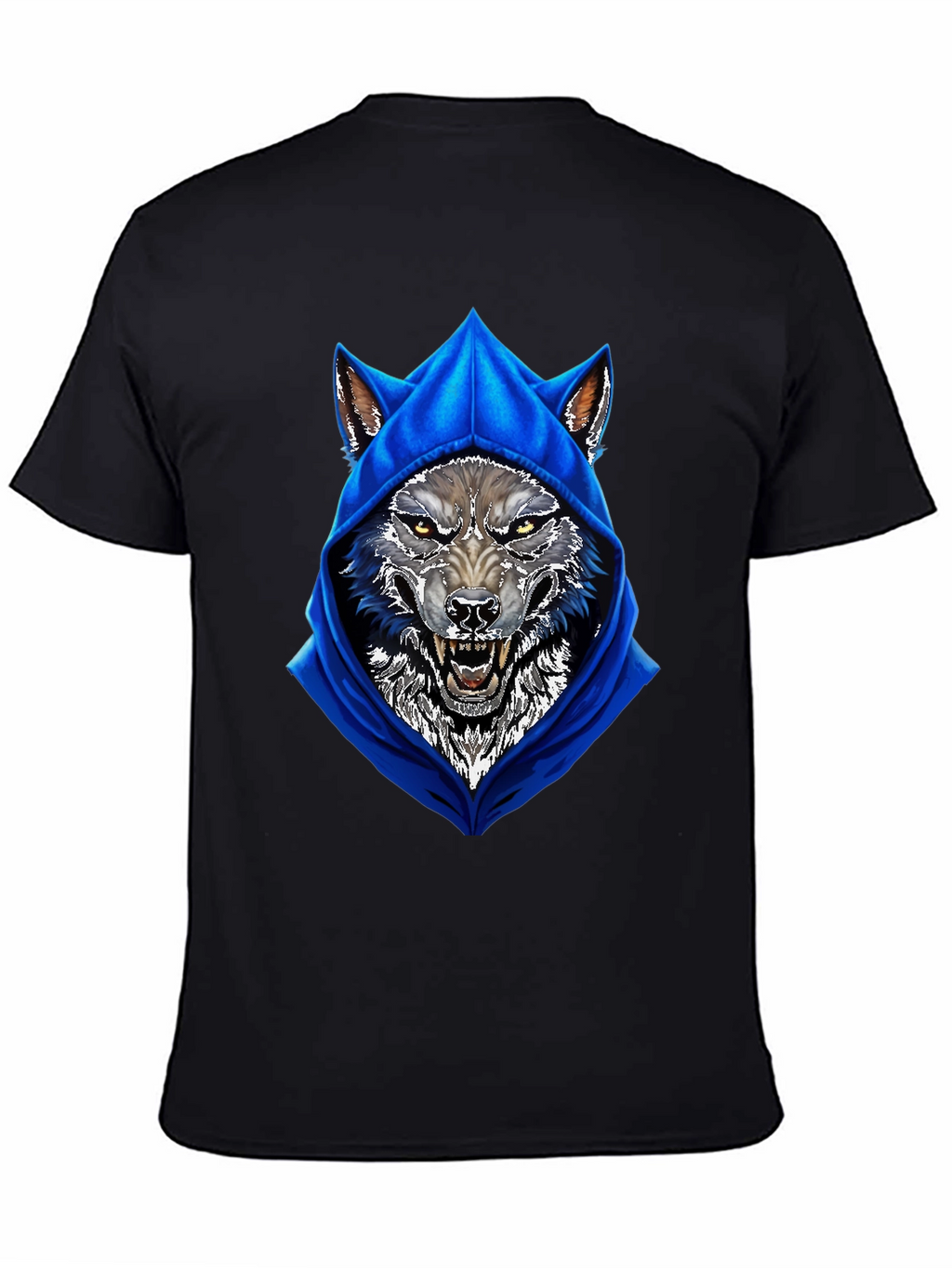 Wolf Hoodie Graphic Tee - Mens Black T-Shirt