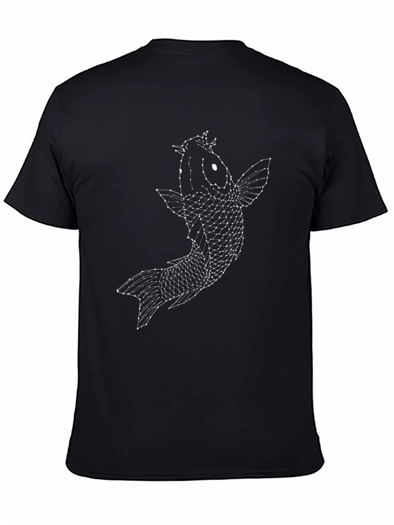 Geometric Koi Fish Graphic Tee - Black