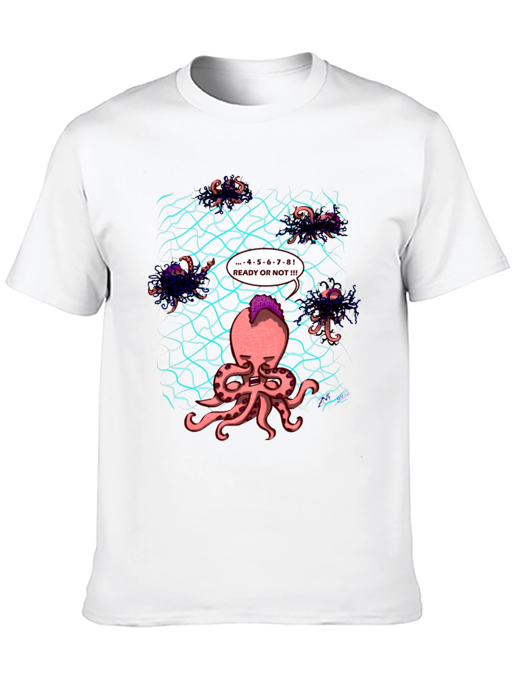 Octopus Hide & Seek Black T-Shirt