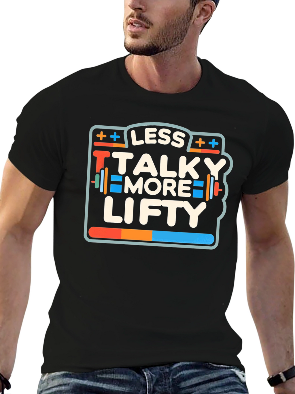 Less Talky More Lifty Black Graphic T-Shirt