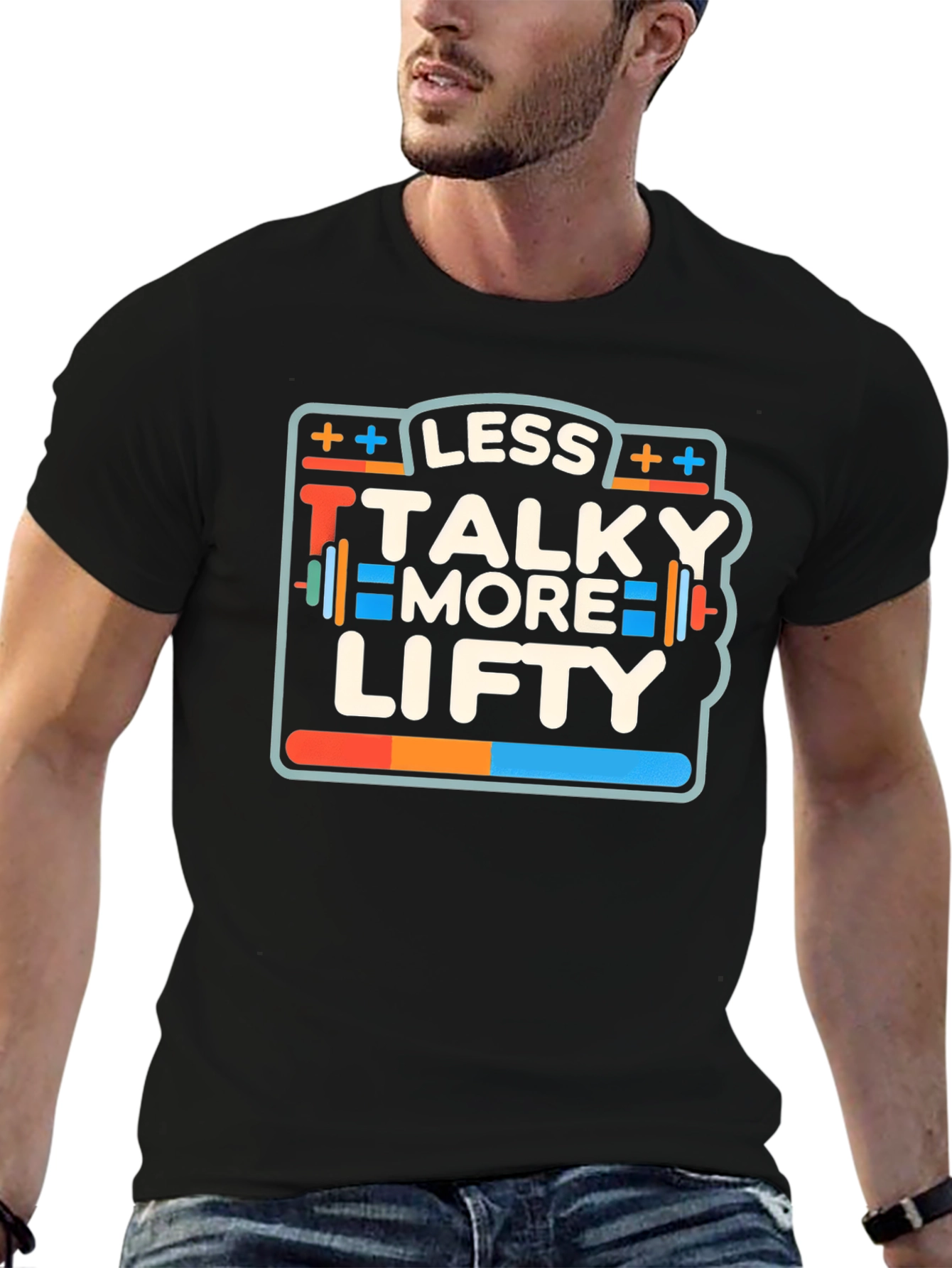 Less Talky More Lifty Black Graphic T-Shirt