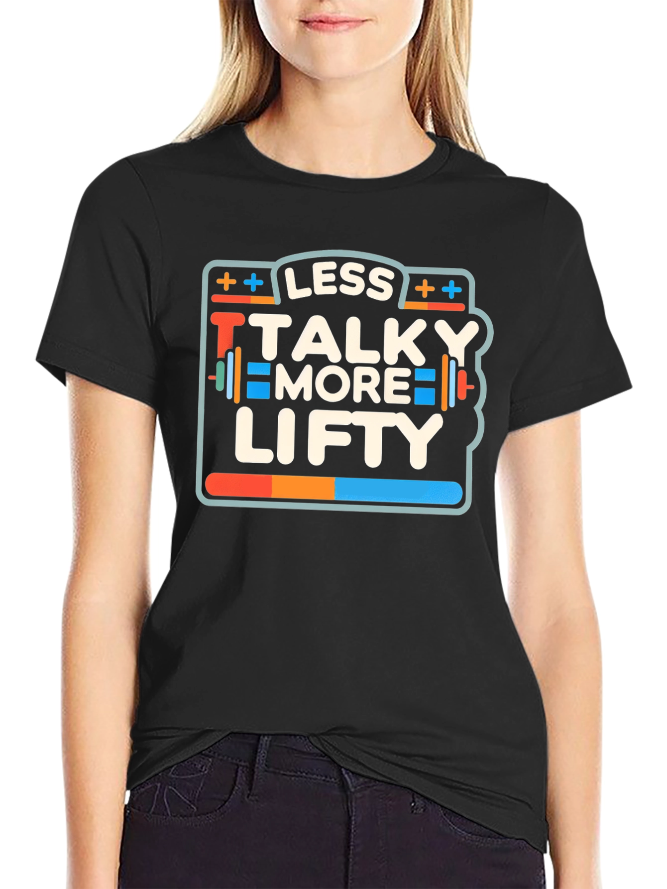 Less Talky More Lifty Black Graphic T-Shirt