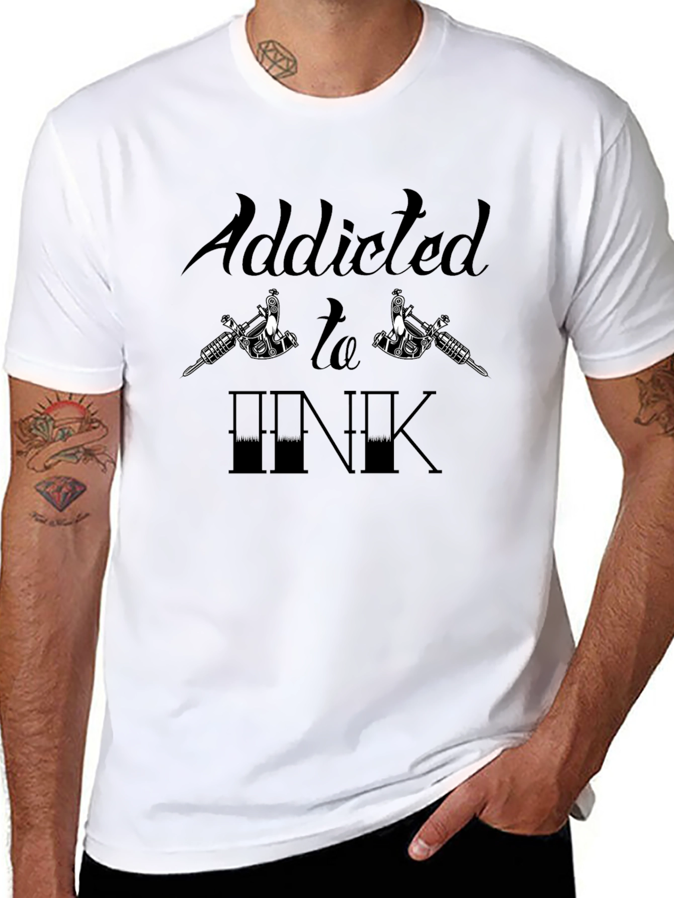 Addicted to Ink Graphic Tee - Tattoo Lover T-Shirt
