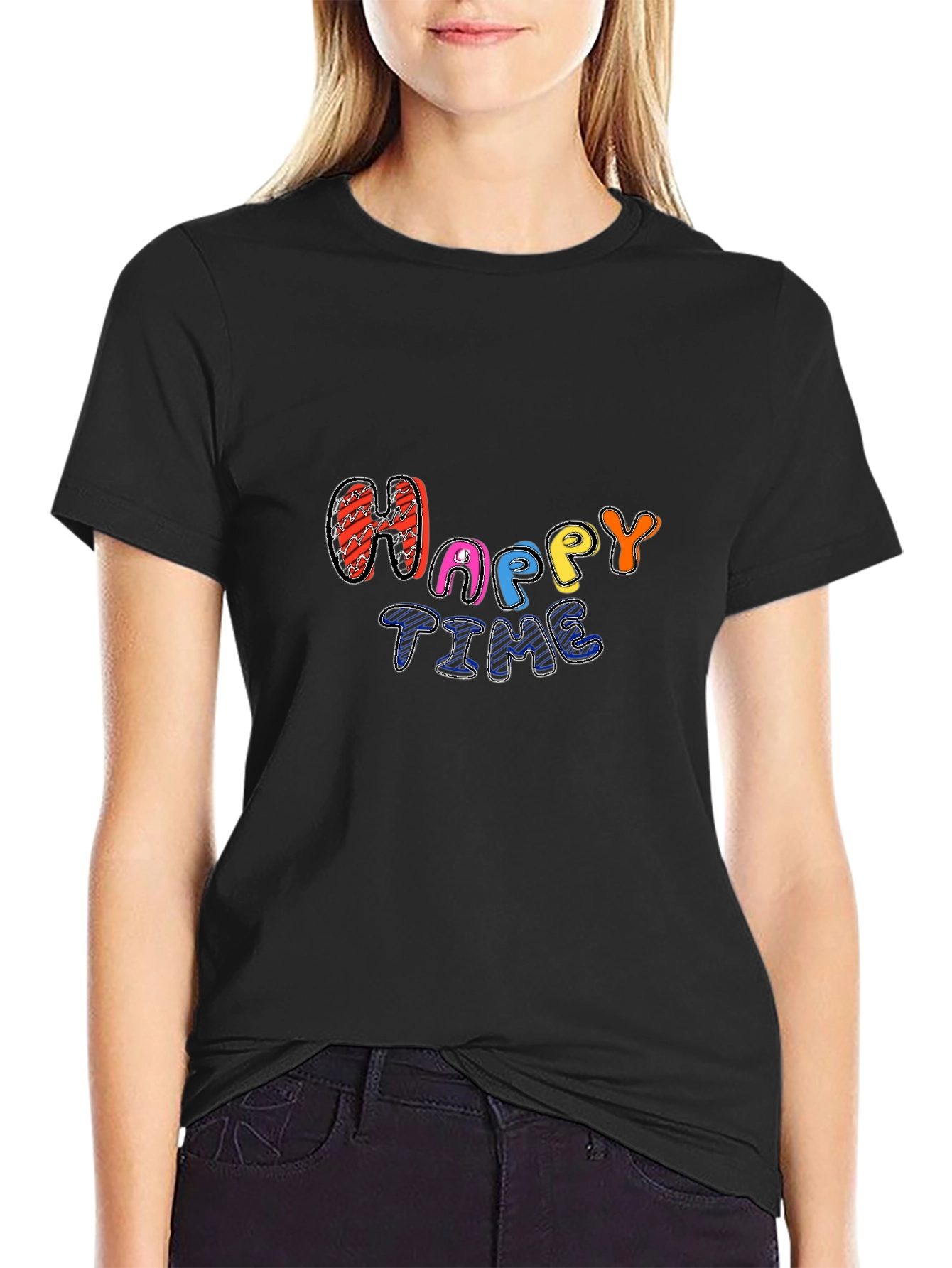 Happy Time Black Tee