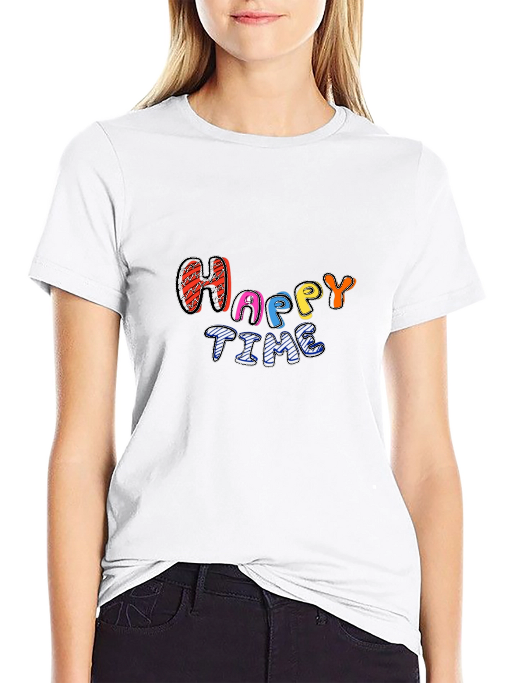 Happy Time Black Tee