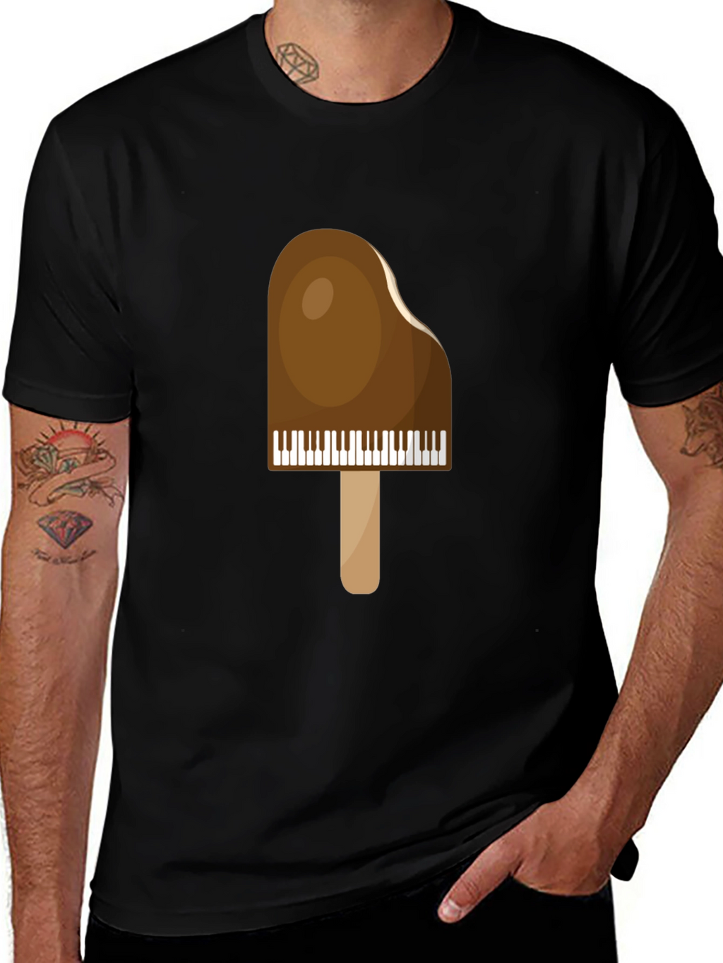 Piano Popsicle Graphic T-Shirt - Novelty Music Tee