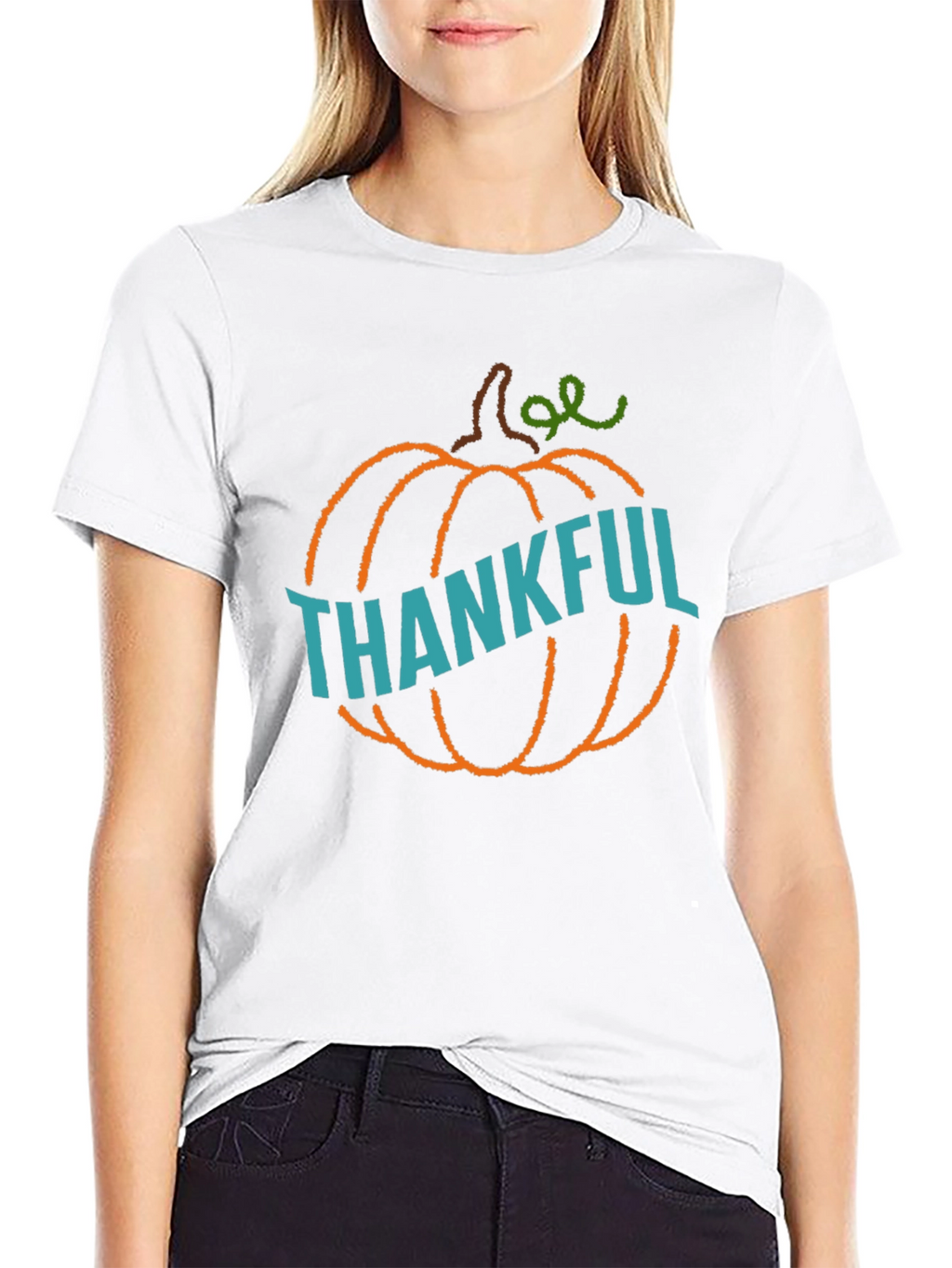 Thankful Pumpkin Graphic Tee - Black