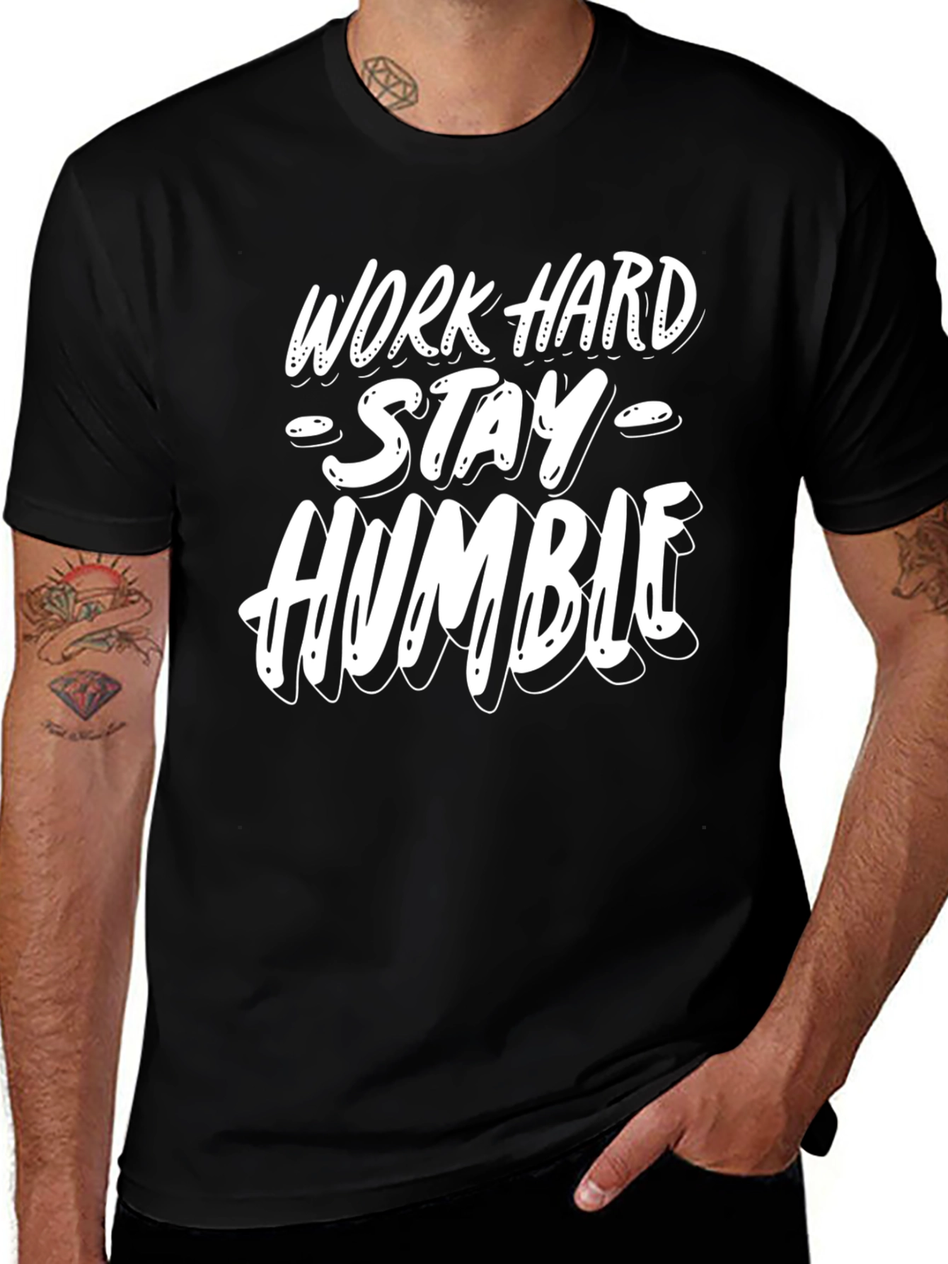 Work Hard Stay Humble Graphic Tee - Mens Casual Shirt